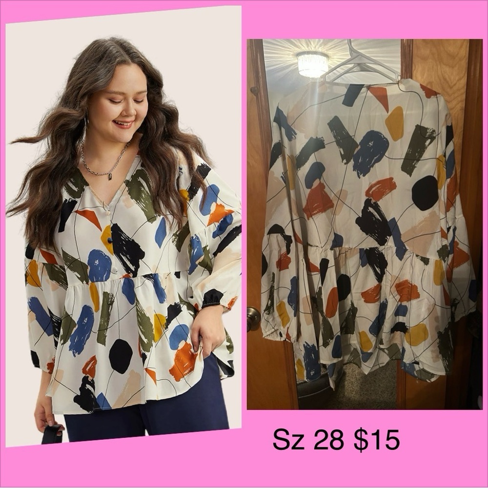Colorful Abstract Print Women's Top
